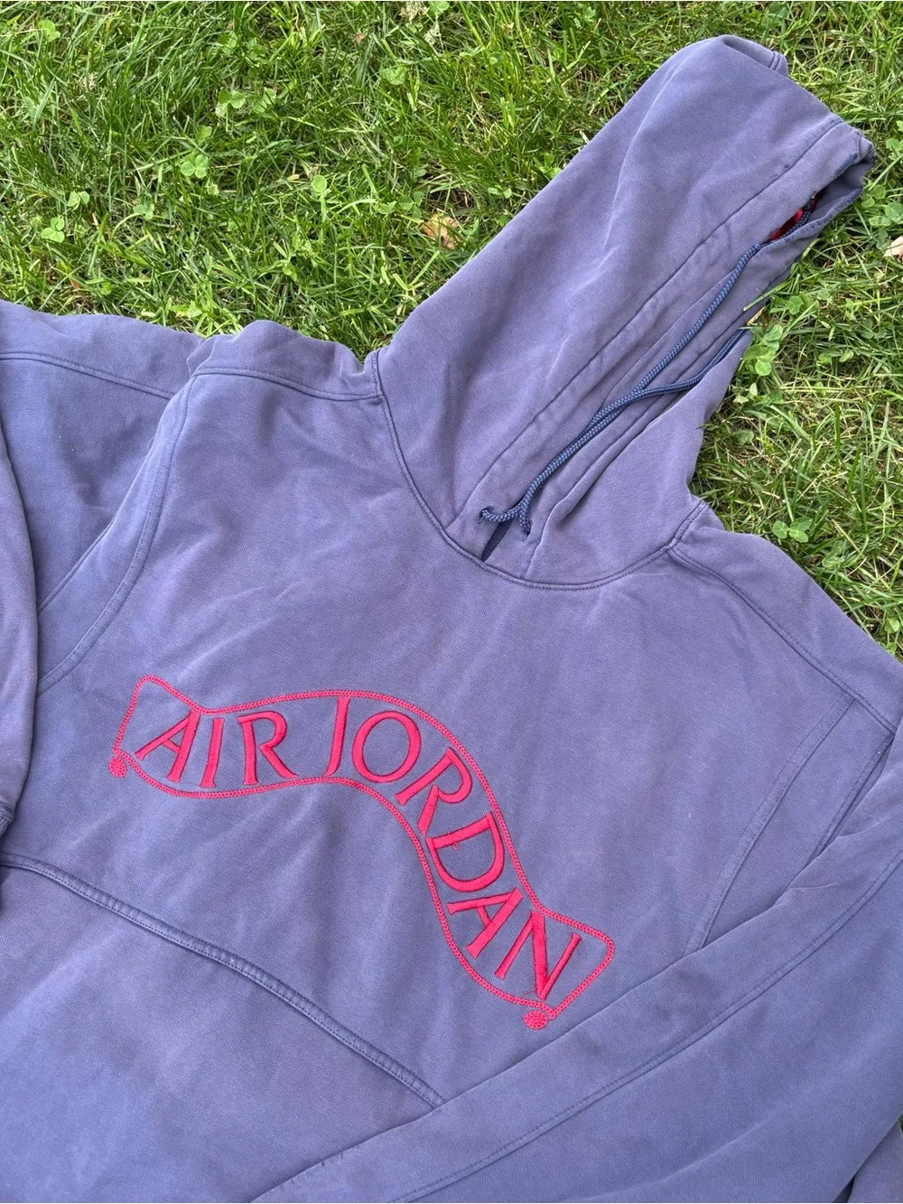 Jordan Men’s Blue Crewneck Hoodie with Red Air Jordan Logo